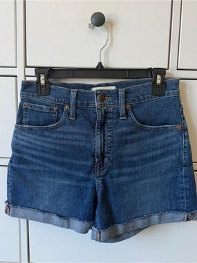 Madewell Cheriton High Waist Denim Roll-Cuff Shorts - Blue